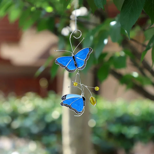 Stained Monarch Butterfly Glass Window Decor